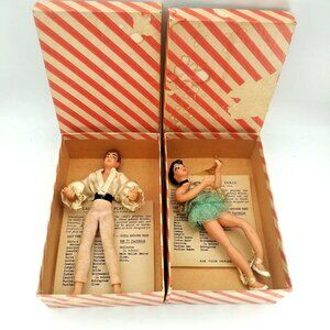 Vintage 1950s Flagg International Dancer Dolls Male & Female 7" Tall!